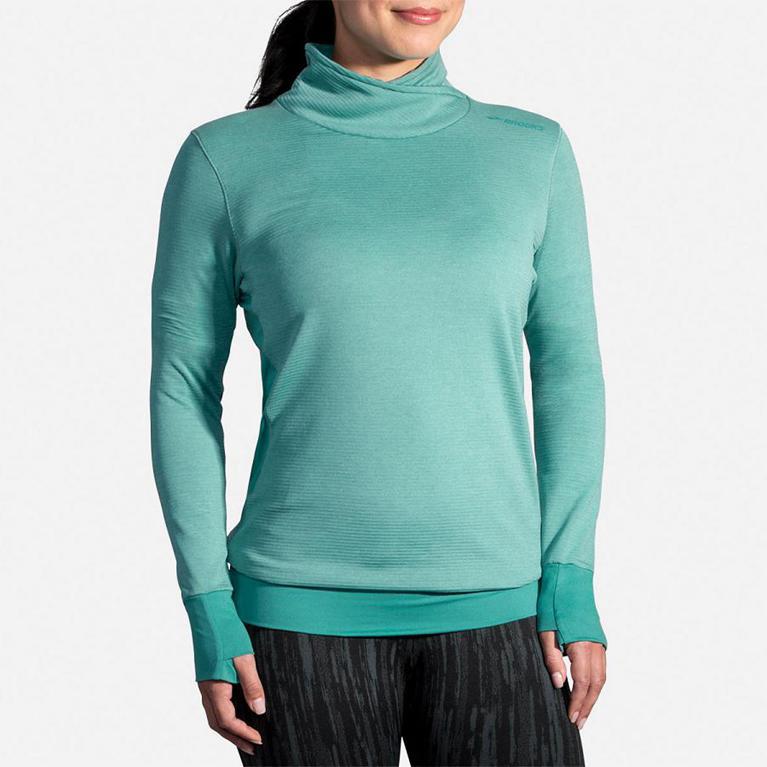 Brooks Notch Thermal Long Sleeve Running Shirt - Women's - Green (60412-VHPA)